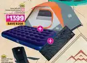 Game Campmaster dome tent 405 plus flocked double airbed plus a sleeping bag offer