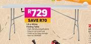 Game 1.8m white folding table offer