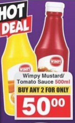 Frontline Wimpy Mustard/Tomato Sauce 500ml offer
