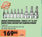Midas Midas professional tools 1/4" & 3/8" drive torx socket set tamper proof sk9m offer