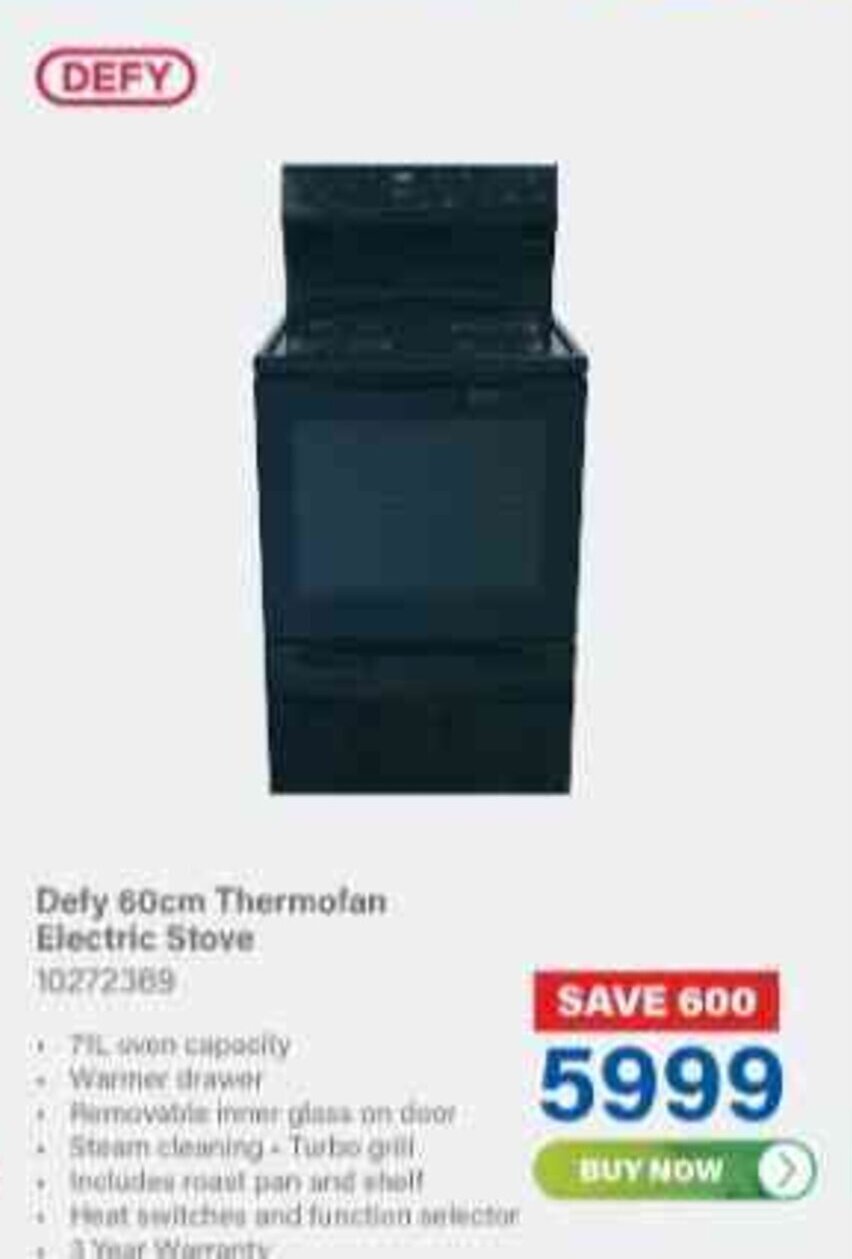 Defy 60cm Thermofan Electric Stove offer at Incredible Connection