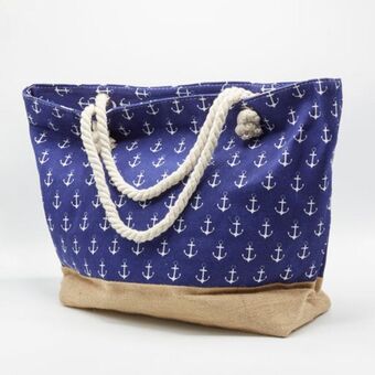 Anchor patterned beach bag - blue | small anchor