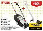 Builders Warehouse Ryobi 1200w lawnmwer & 300w trimmer kit offer