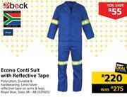 Builders Warehouse Beck econo conti suit with reflective tape offer