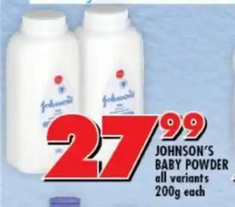 Shoprite Johnson's Baby Powder All Variants 200g offer
