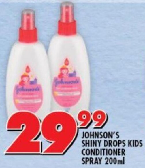 Johnson's Shiny Drops Kids Conditioner Spray 200ml offer at Shoprite