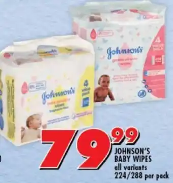 Shoprite Johnson's Baby Wipes 224/288 per Pack offer