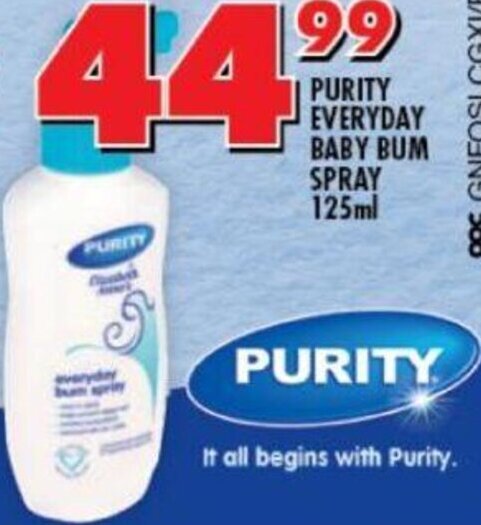 Shoprite Purity Everyday Baby Bum Spray 125ml offer