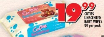 Shoprite Cuties Unscented Baby Wipes 80 per Pack offer