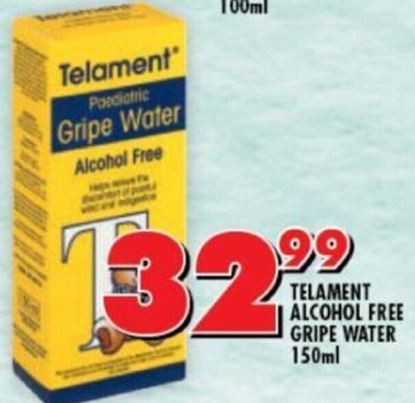 Telament Alcohol Free Gripe Water 150ml offer at Shoprite
