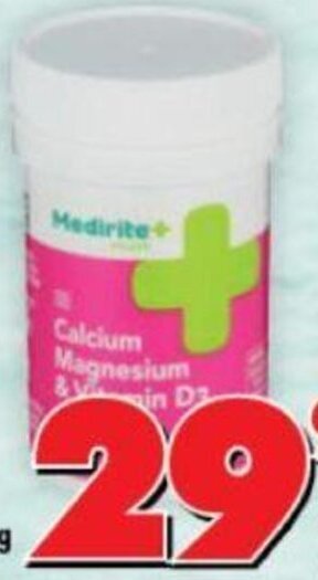 Shoprite Medirite Calcium Magnesium & Vitamins D3 Tablets 30 per Pack offer