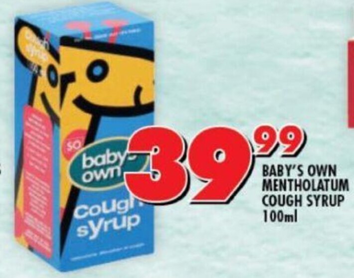 Baby's Own Mentholatum Cough Syrup 100ml offer at Shoprite