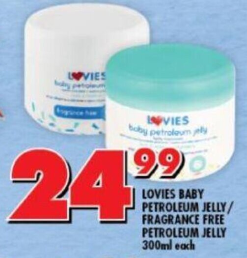 Shoprite Lovies Bbay Petroleum Jelly/Fragrance Free Petroleum Jelly 300ml offer