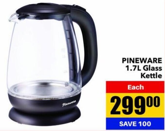 Pineware 1,7L Glass Kettle offer at Jumbo