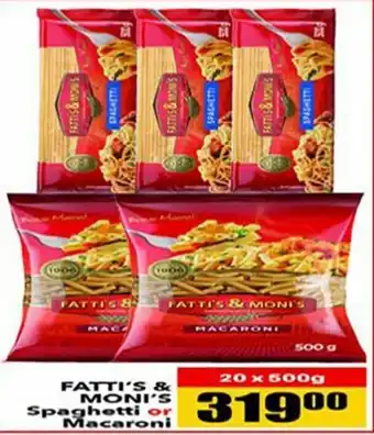 Jumbo Fatti's & Moni's Spaghetti or Maccaroni 20 x 600g offer