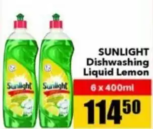 Jumbo Sunlight Dishwashing Liquid Lemon 6 x 400ml offer