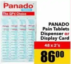 Jumbo Panado Pain Tablets Dispenser or Display Card 48 x 2's offer