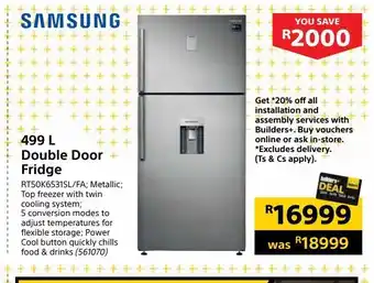 Builders Warehouse 499 l double door fridge offer