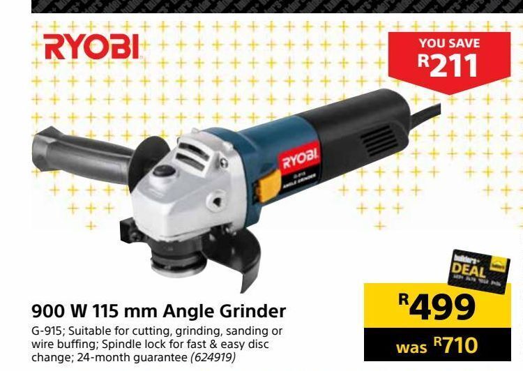 900 w 115 mm angle grinder offer at Builders Warehouse