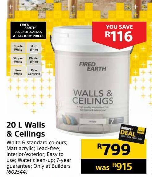 Builders Warehouse 20 l wall & ceilings offer