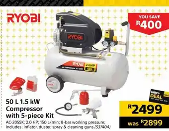 Builders Warehouse 50 l 1.5 kw compressor with 5- piece kit offer