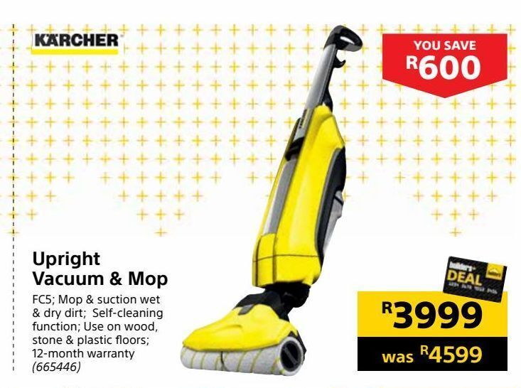 Upright vacuum & mop offer at Builders Warehouse