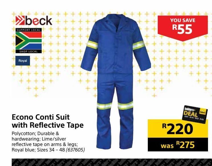 Builders Warehouse Econo conti suit with reflecive tape offer