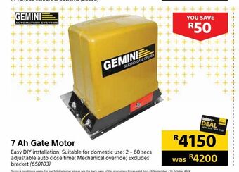 Builders Warehouse 7 ah gate motor offer