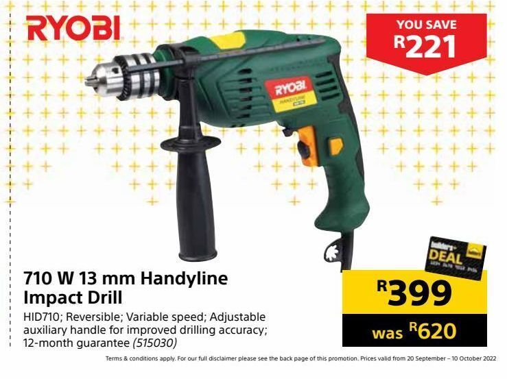710 w 13 mm handyline impact drill offer at Builders Warehouse