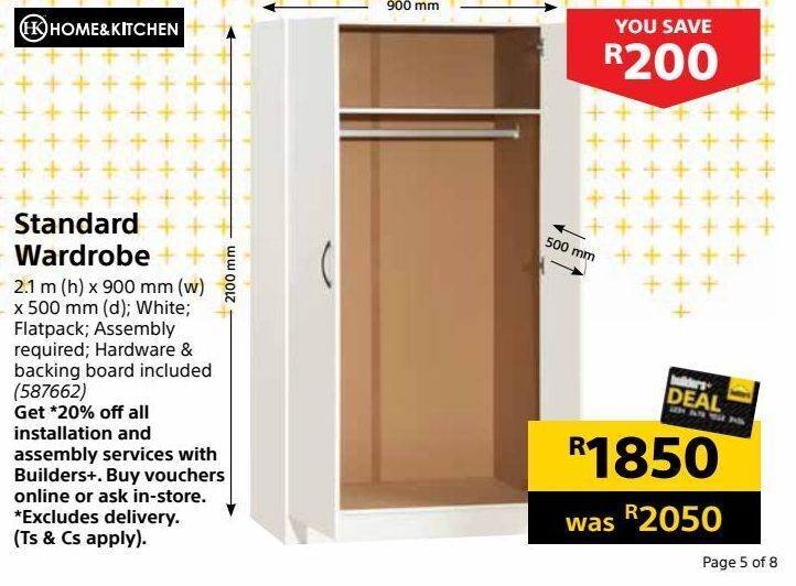 Standard wardrobe offer at Builders Warehouse