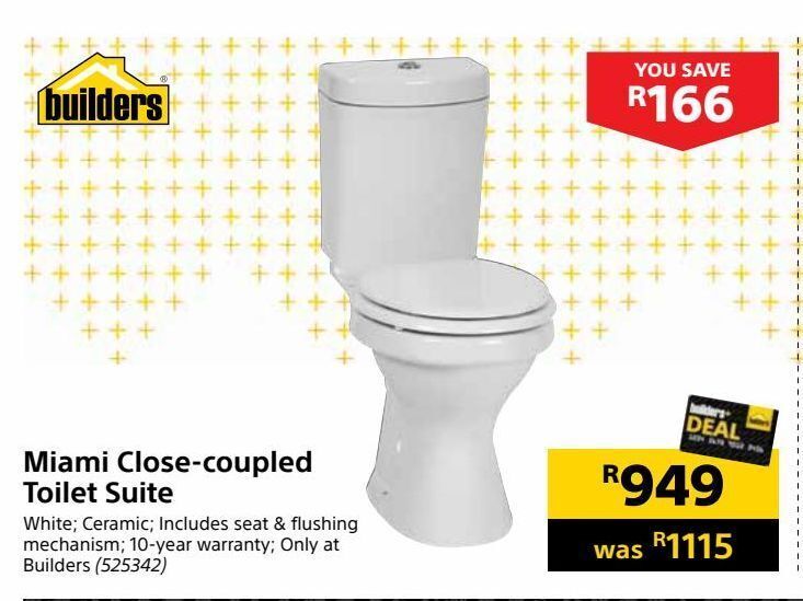 Miami closecoupled toilet suite offer at Builders Warehouse