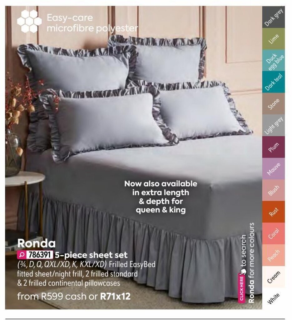 Ronda 5piece Sheet Set offer at HomeChoice