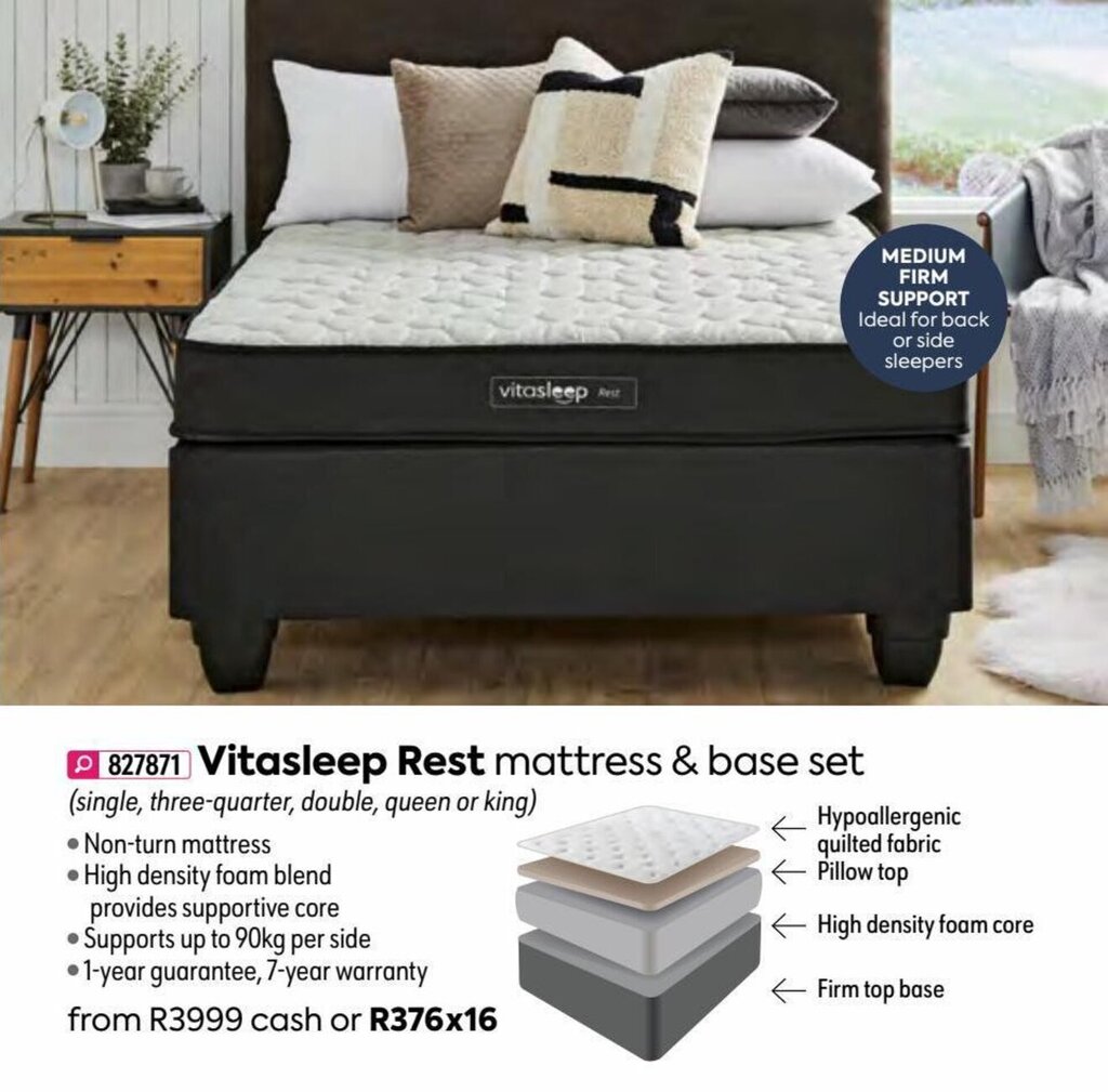 Vitasleep Rest Mattress & Base Set offer at HomeChoice
