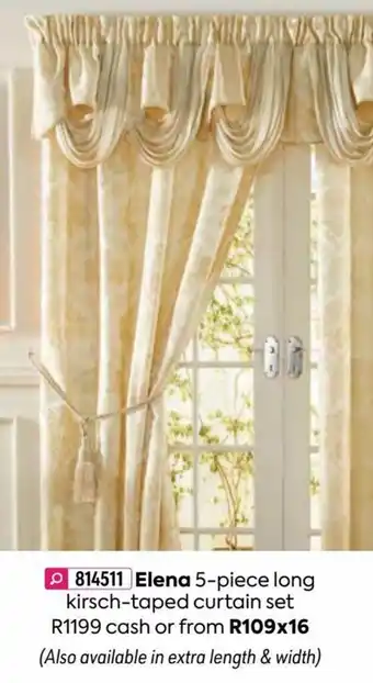 Elena 5-piece Long Kirshc-taped Curtain Set