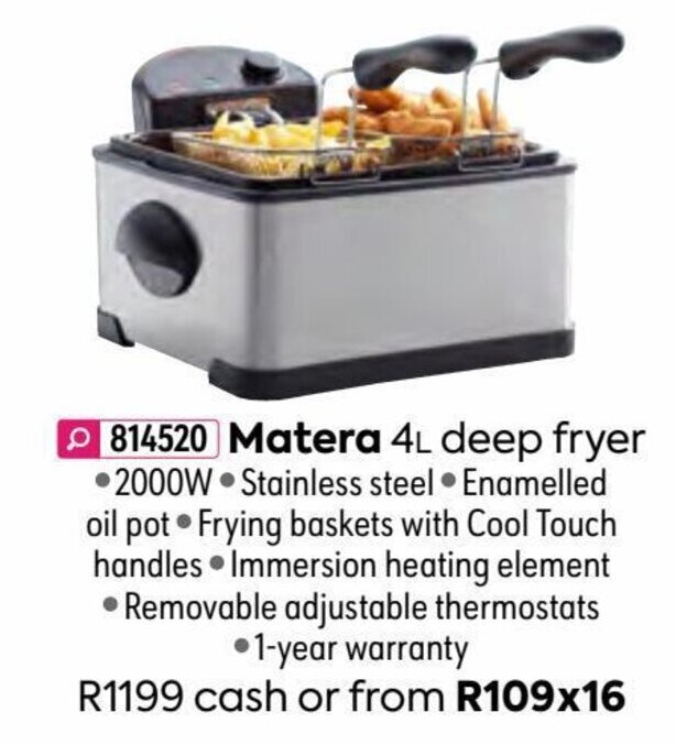Matera 4L Deep Fryer offer at HomeChoice