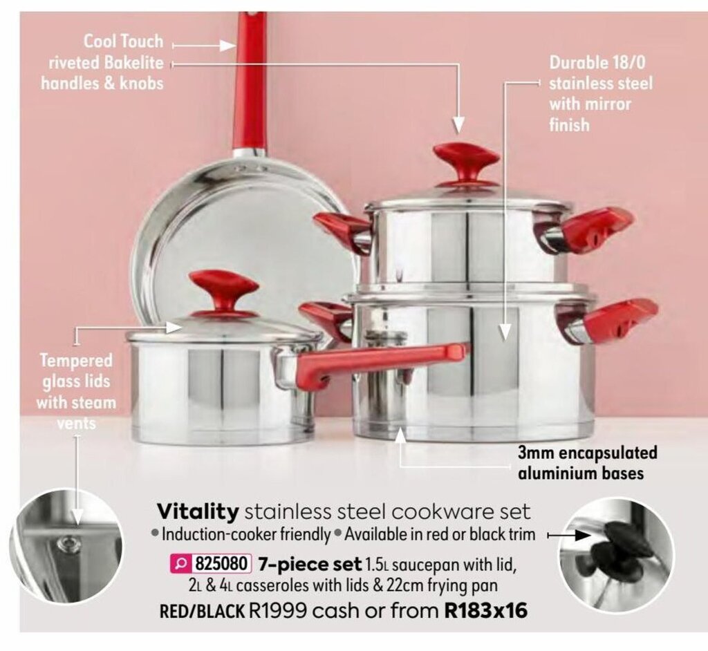 Vitality Stainless Steel Cookware set offer at HomeChoice
