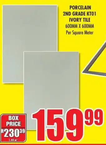 Boxer Build Porcelain 2nd Grade KT01 Ivory Tile 600mm x 600mm offer