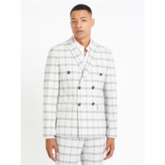 Mkm blue skinny double lined check jacket