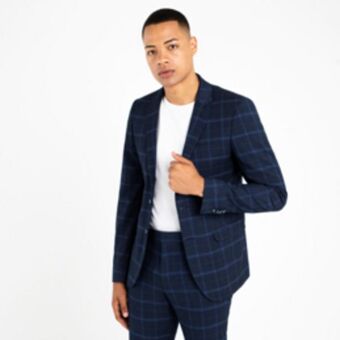 Markham Mkm blue skinny tonal check suit jacket offer