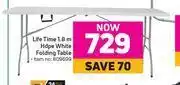 Game Life time 1.8m hdpe white folding table offer