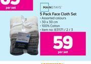 Game Mainstays 5 pack face cloth set-per set offer