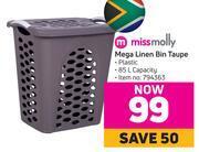 Game Miss molly mega linen bin taupe offer