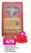 Game Ol'roy dog food 25kg plus ol'roy 180mm plastic dog bowl-both for offer