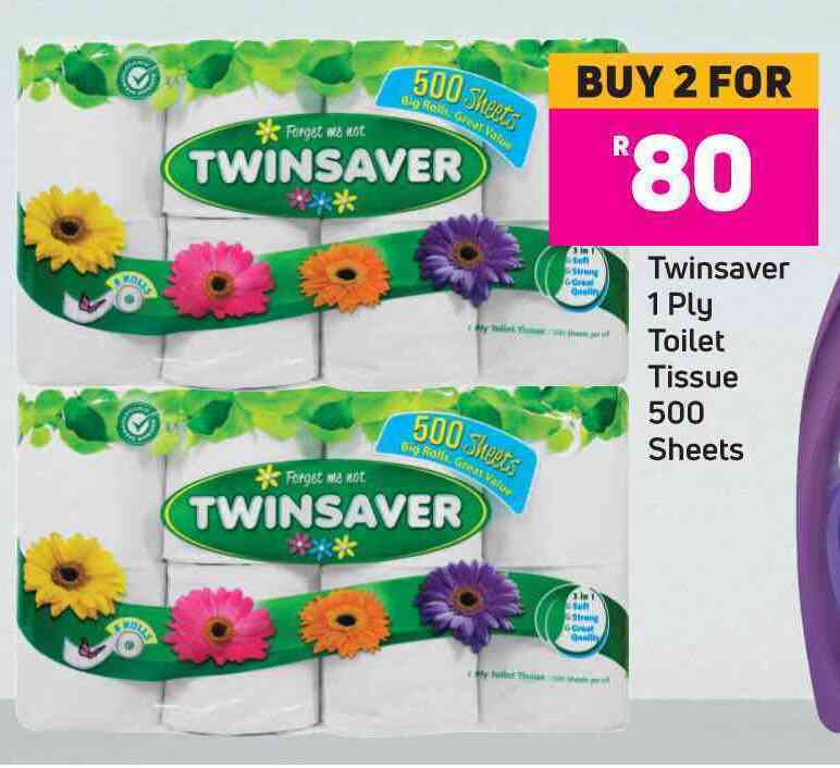 Game Twinsaver 1 ply toilet tissue 500 sheets-for 2 offer