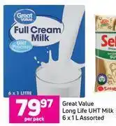 Game Great value long life uht milk 6 x 1 l assorted-per pack offer