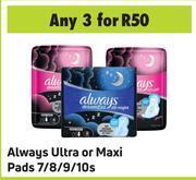 Game Always ultra or maxi pads-for 3 x 7/8/9/10s offer