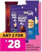 Game Cadbury chocolate slabs assorted- for any 2 x 80g offer