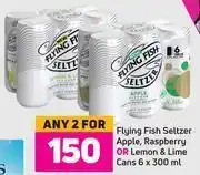 Game Flying fish seltzer apple, raspberry or lemon & lime cans 6 x 300ml- for any 2 offer