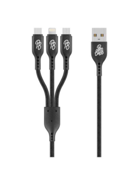 House & Home Pro bass braided 3 in 1 charge cable black pr-20010-bk offer