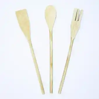 Three piece bamboo kitchen utensil set